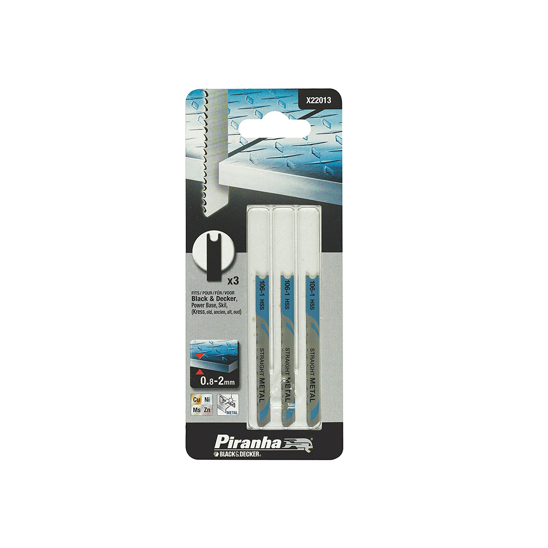 Black+Decker X22013 Jigsaw Blades Metal 70mm - Pack Of 3